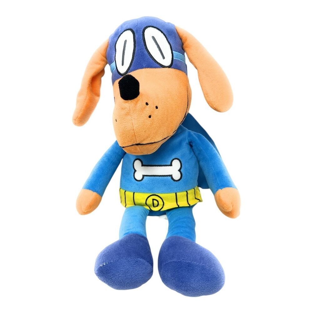 MerryMakers Plush Dog Man Stuffed Animal Toy Dav Pilkey Blue Tan‎ Soft 9"
